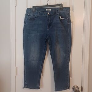 Kensie Denim Slit Side Capri Jeans Sz 14